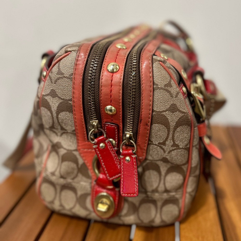 Coach Heritage Stripe XL Zip Satchel K0769-11353 - Picture 3 of 12